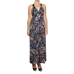 Lavand Multi-Coloured Patterned Cross Over Back Maxi Dress, Size XS, MSRP $96